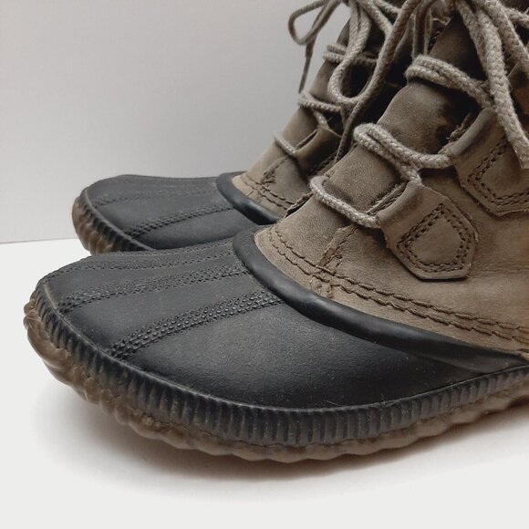 SOREL Out 'N About Waterproof Duck Rain Ankle Boot Bootie Leather Taupe Sz 9 - Picture 9 of 16